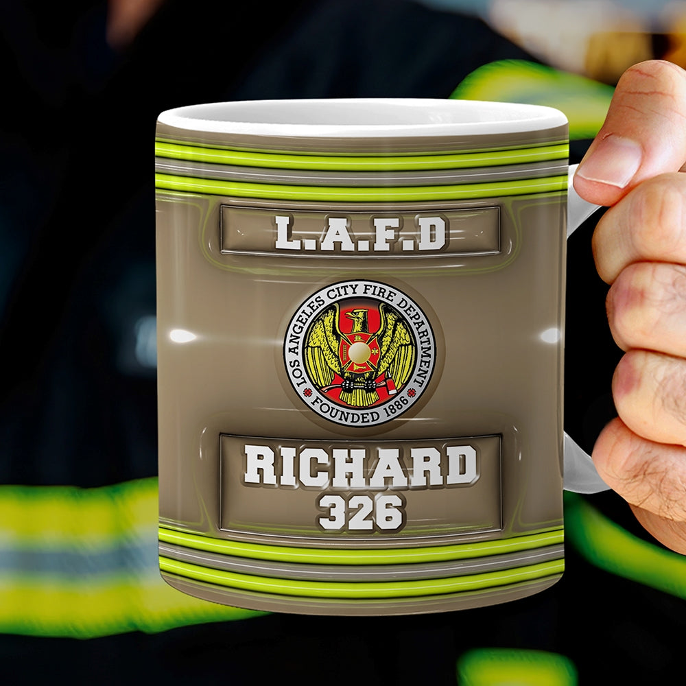Personalized Firefighter Coffee Mug - Custom Logo and Name Coffee Mug PopCulturePrints