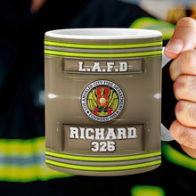 Load image into Gallery viewer, Personalized Firefighter Coffee Mug - Custom Logo and Name Coffee Mug PopCulturePrints
