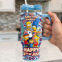 Load image into Gallery viewer, Celebrate Independence with the Smith Family - 40oz Colorful Tumbler with Handle - Personalized Gift for Patriots and Family
