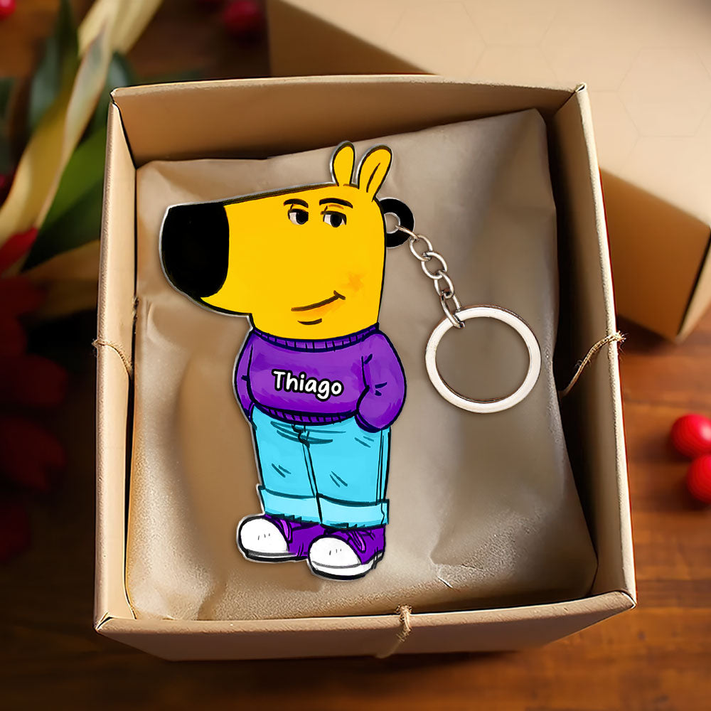 Personalized Funny Dog Cartoon Keychain - Custom Name Gift Keychains PopCulturePrints