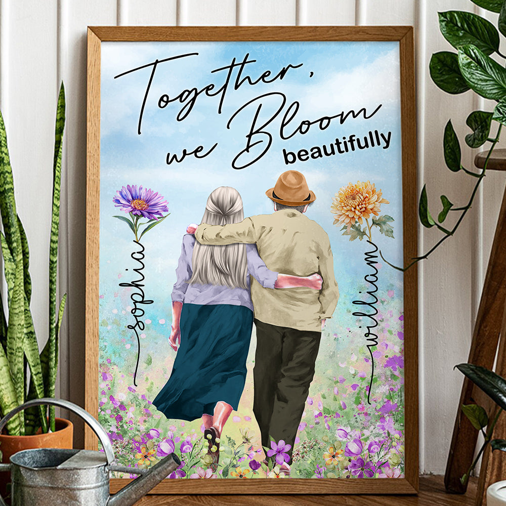 Personalized Blooming Together Poster for Older Couples Poster & Canvas PopCulturePrints