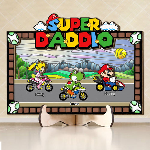 Super Dad Personalized Wood Sign - Fun Gaming Theme Wood Sign PopCulturePrints