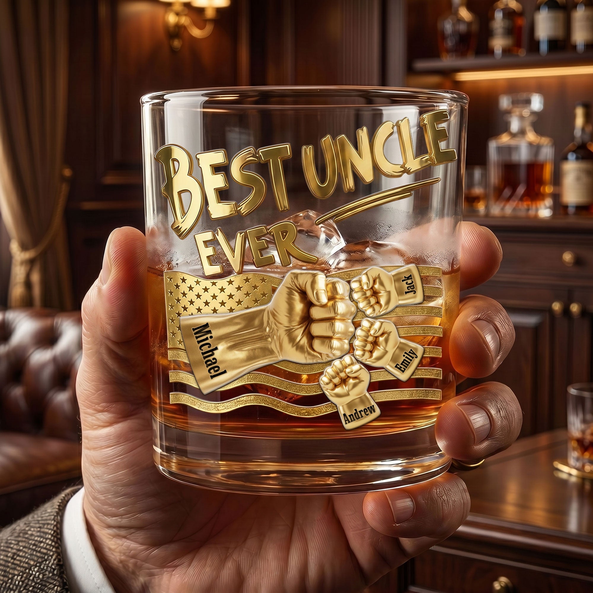 “Best Uncle Ever” - Custom Power Fist Drinking Glass for Uncles Glass PopCulturePrints