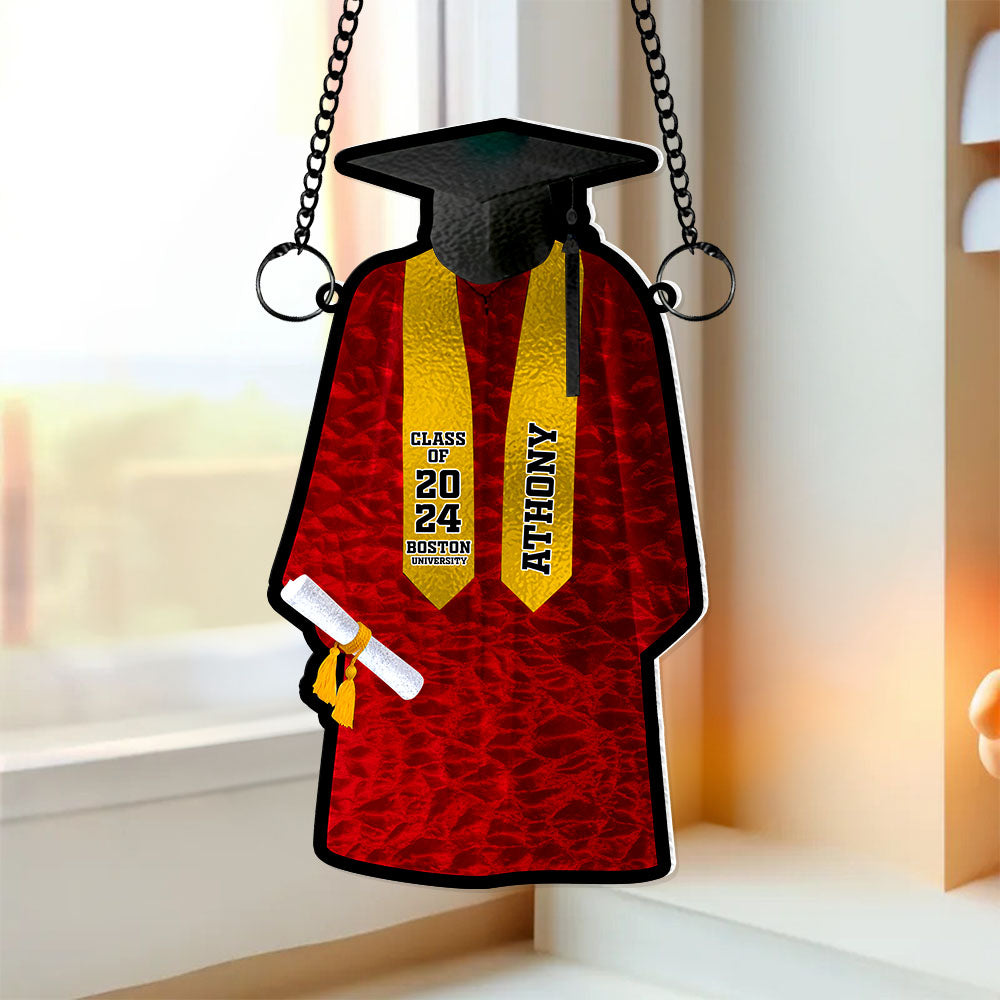 Personalized Graduation Gown Suncatcher Ornament - Customizable 2024 Gift Suncatcher PopCulturePrints