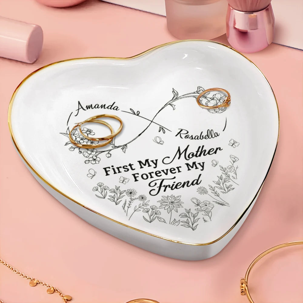 Mother & Daughter: A Bond That Can't Be Broken - Personalized Heart Ring Dish Ring Dish PopCulturePrints