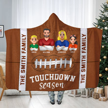 Load image into Gallery viewer, Personalized Football Family Hooded Blanket - Touchdown Season Blanket PopCulturePrints

