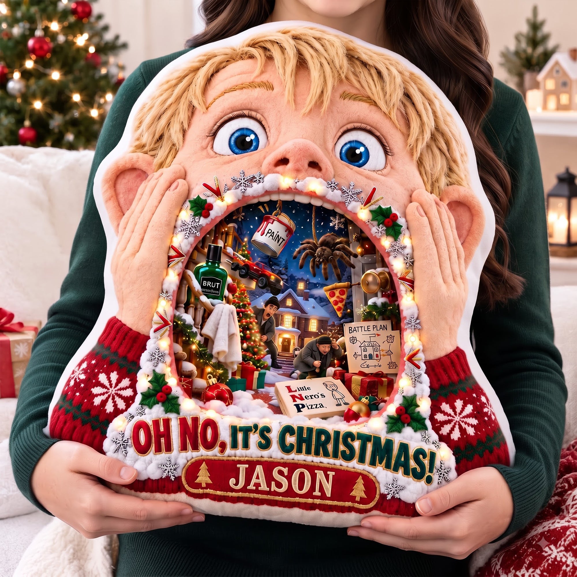 Oh No! It's Christmas Again Pillow - Personalized Gift for Holiday Cheer