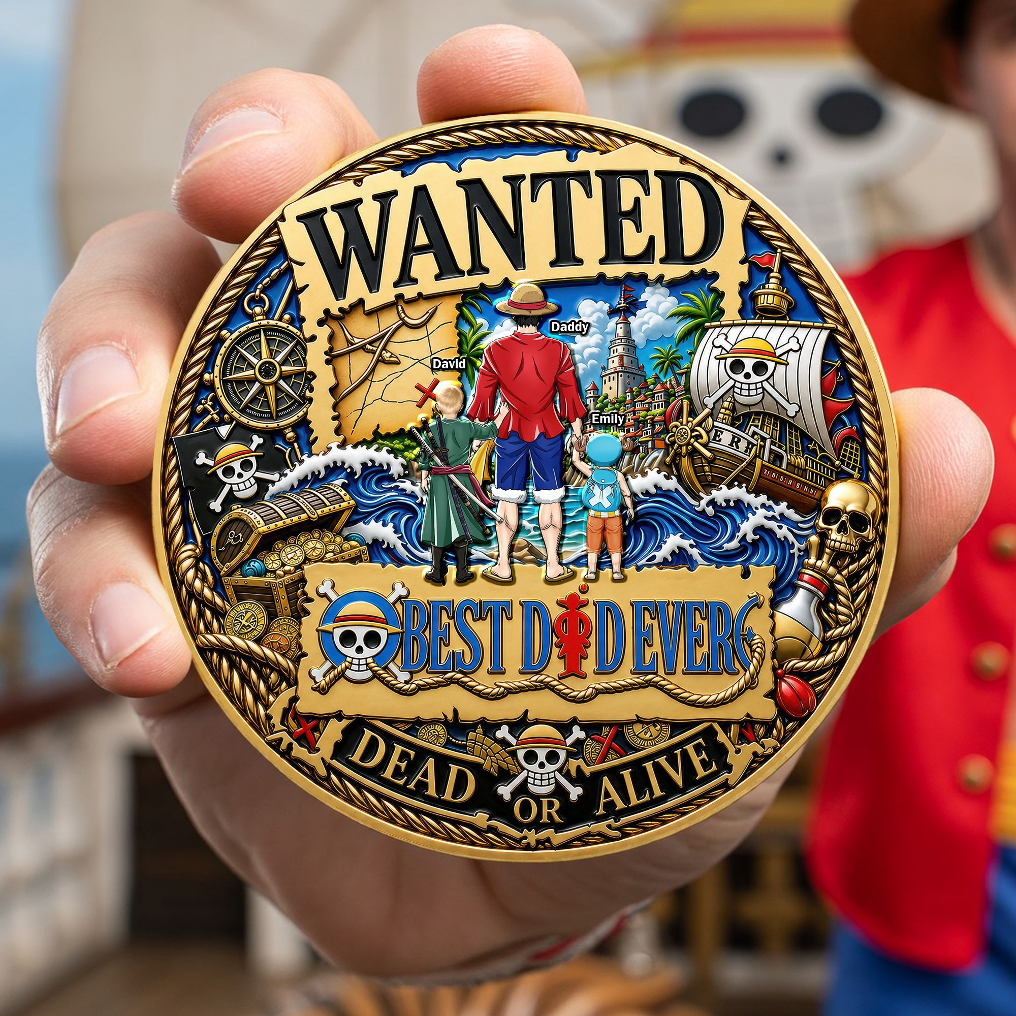 “Best Dad Ever” - Personalized Anime Printed Metal Coin - Unique Gift for Dad & Grandpa Coin PopCulturePrints