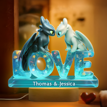 Load image into Gallery viewer, &quot;Love Blooms with Every Glance&quot; - Personalized Dragon Couple LED Light - Unique Gift for Couples and Lovers Led Night Light PopCulturePrints
