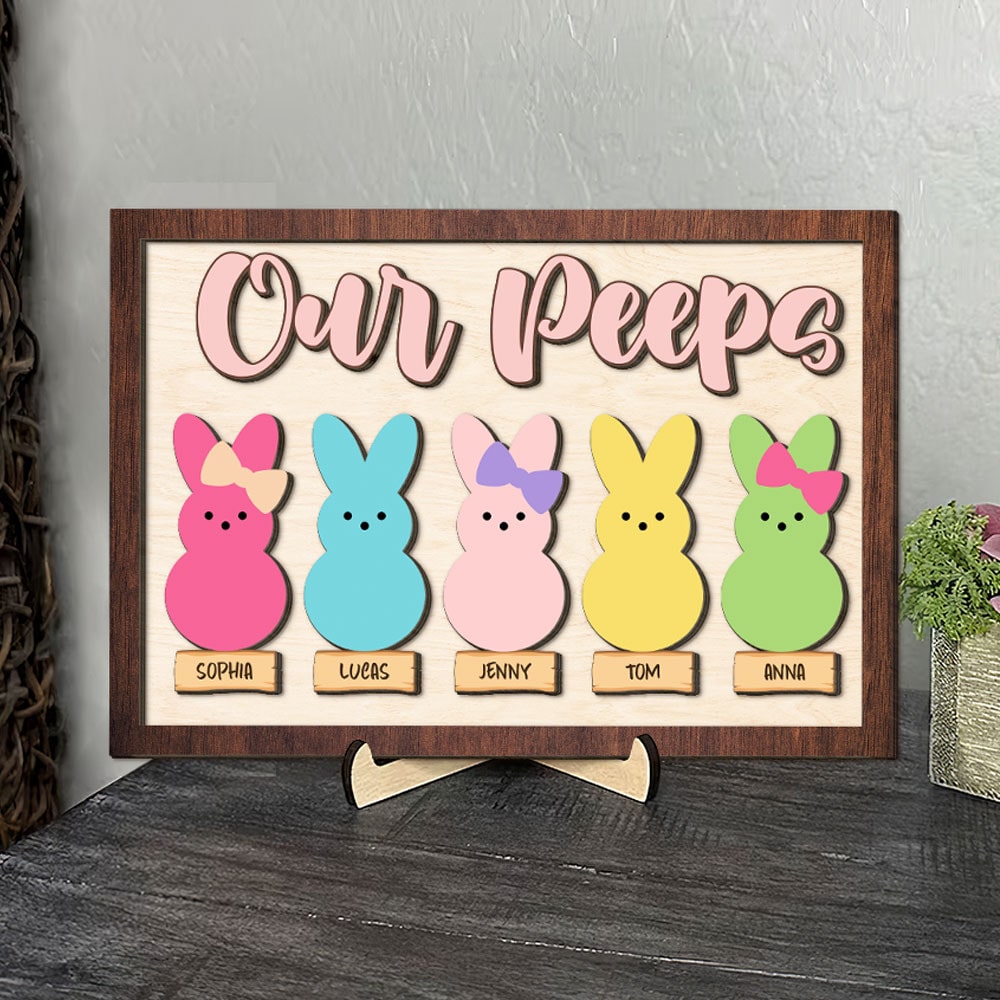 Personalized 'Nana's Peeps' Heart Plaque for Moms Wood Sign PopCulturePrints