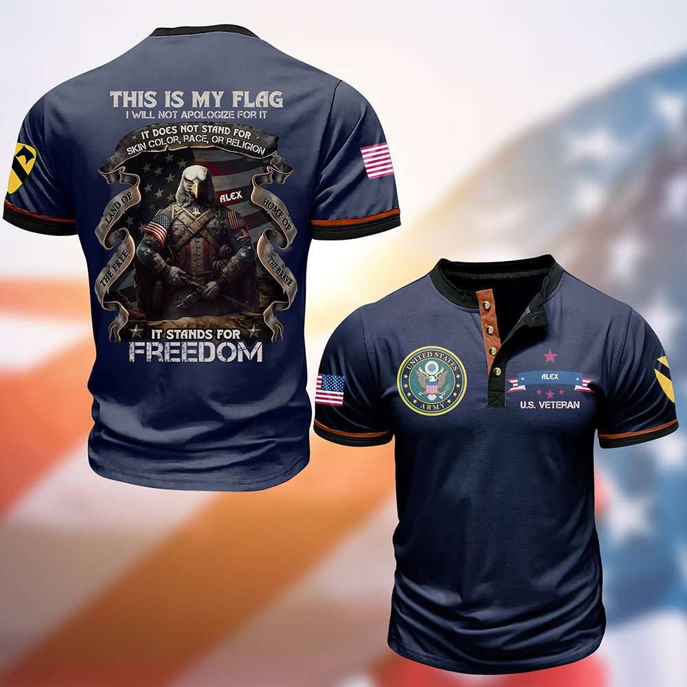 Personalized Veteran T-Shirt - This Is My Flag, Stands for Freedom