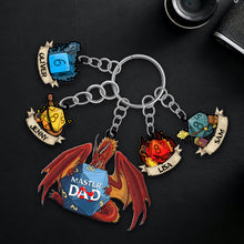 Load image into Gallery viewer, Personalized Dragon Dice Dad Keychain - Custom Father’s Day Gift Keychains PopCulturePrints
