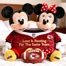 Load image into Gallery viewer, “Love Is Rooting For The Same Team” - Couple American Football Custom Shape Pillow - Personalized Gifts For Couples Pillow PopCulturePrints
