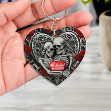 Load image into Gallery viewer, Personalized Skeleton Couple Keychain - We Decided On Forever Keychains PopCulturePrints
