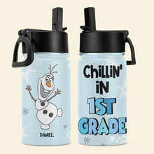 Load image into Gallery viewer, Personalized 1st Grade Tumbler - Chillin' Snowman Design Kid Tumbler PopCulturePrints
