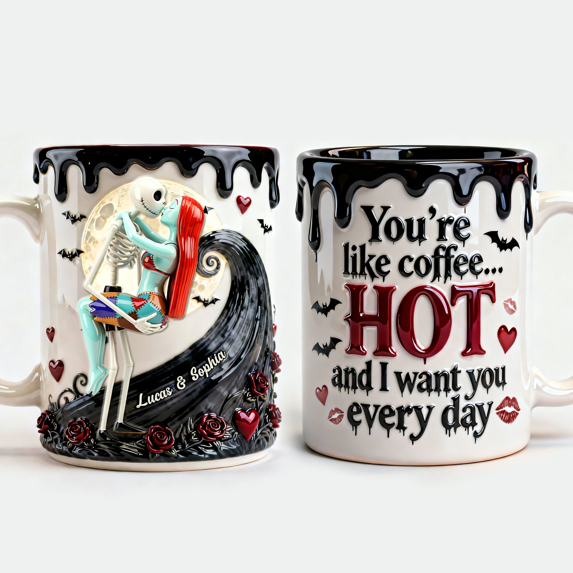 "You're like coffee... HOT - Unique Kissing Couple Accent Mug - Personalized Gift for Couples, Friends, and Loved Ones" Coffee Mug PopCulturePrints