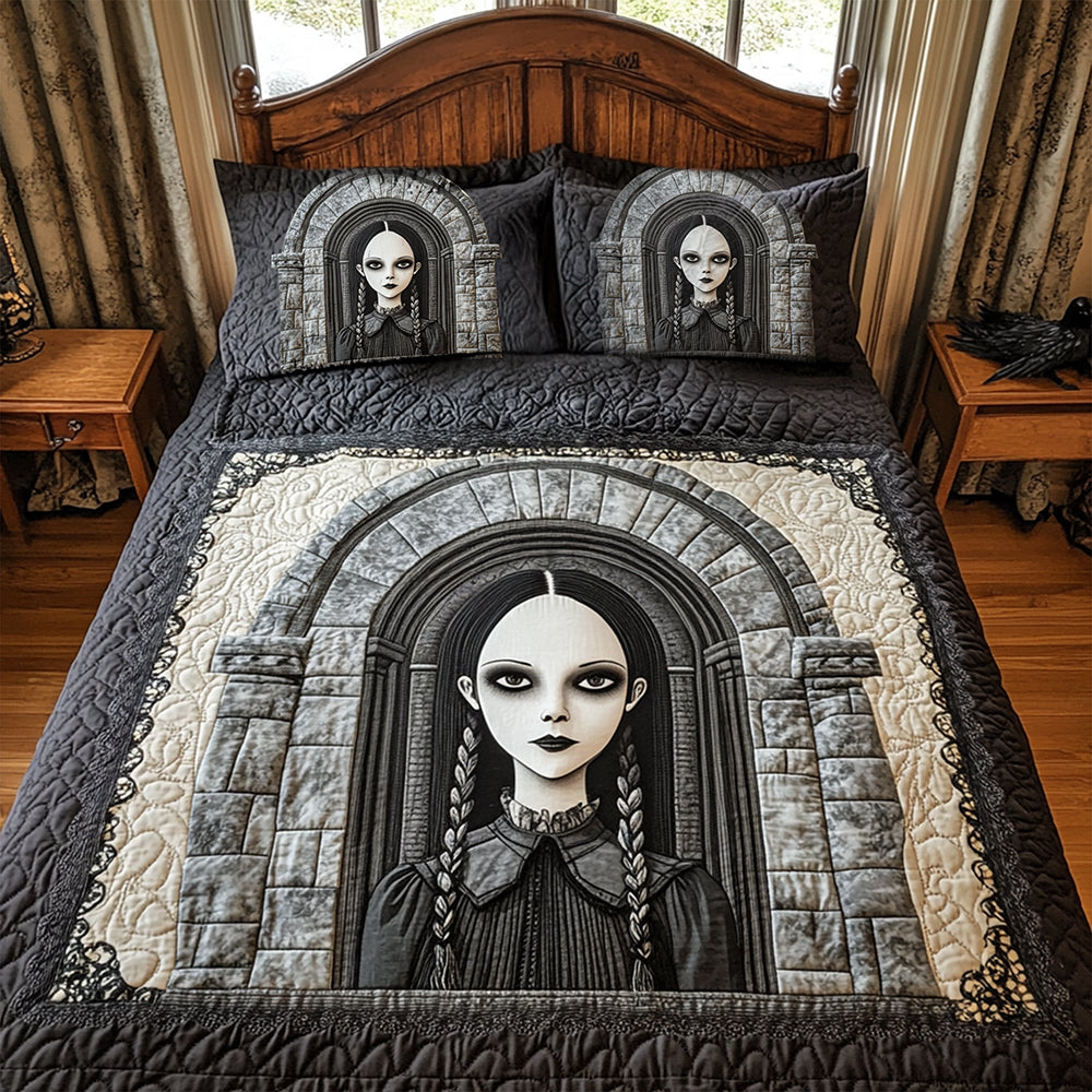 Embrace the Dark: Creepy Gothic Quilt Bedding Set - Personalized Halloween Gift for Horror Movie Fans Bedding Set PopCulturePrints