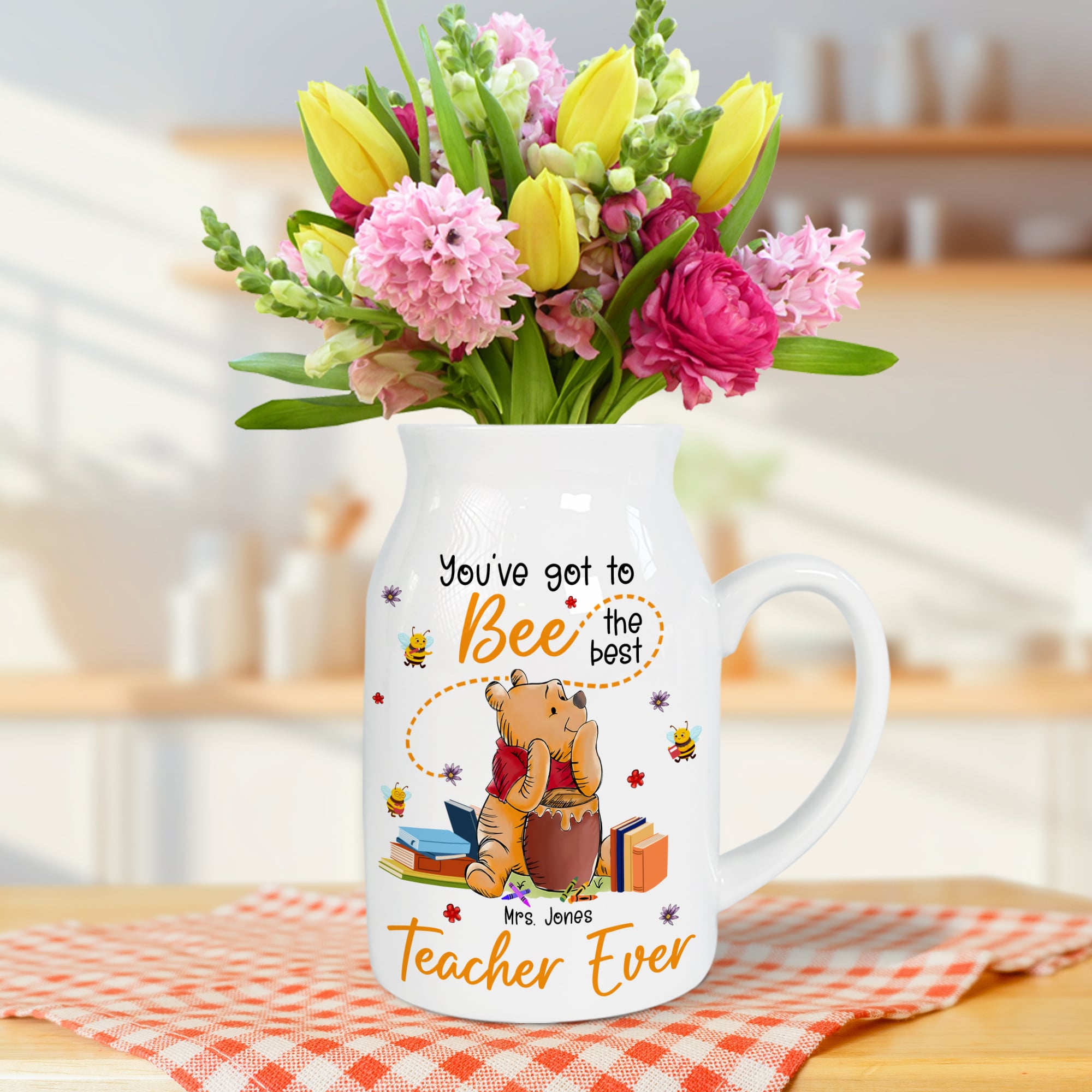 Personalized Best Teacher Ever Flower Vase Flower Vase PopCulturePrints