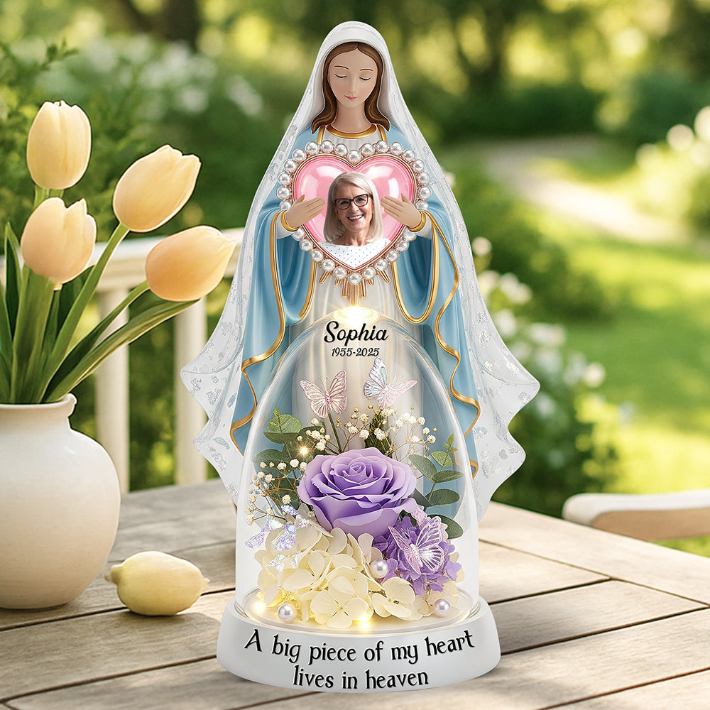 A Big Piece of My Heart Lives in Heaven - Memorial Acrylic Plaque, Custom Photo Gift for Loved Ones Shaped Plaques PopCulturePrints