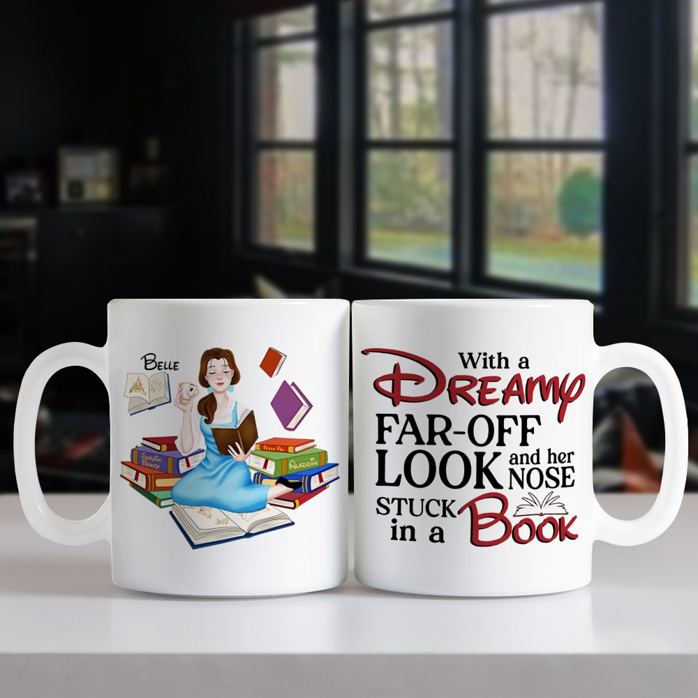 Personalized Book Lover’s Coffee Mug - Her Nose Stuck In a Book Coffee Mug PopCulturePrints