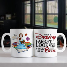 Load image into Gallery viewer, Personalized Book Lover’s Coffee Mug - Her Nose Stuck In a Book Coffee Mug PopCulturePrints
