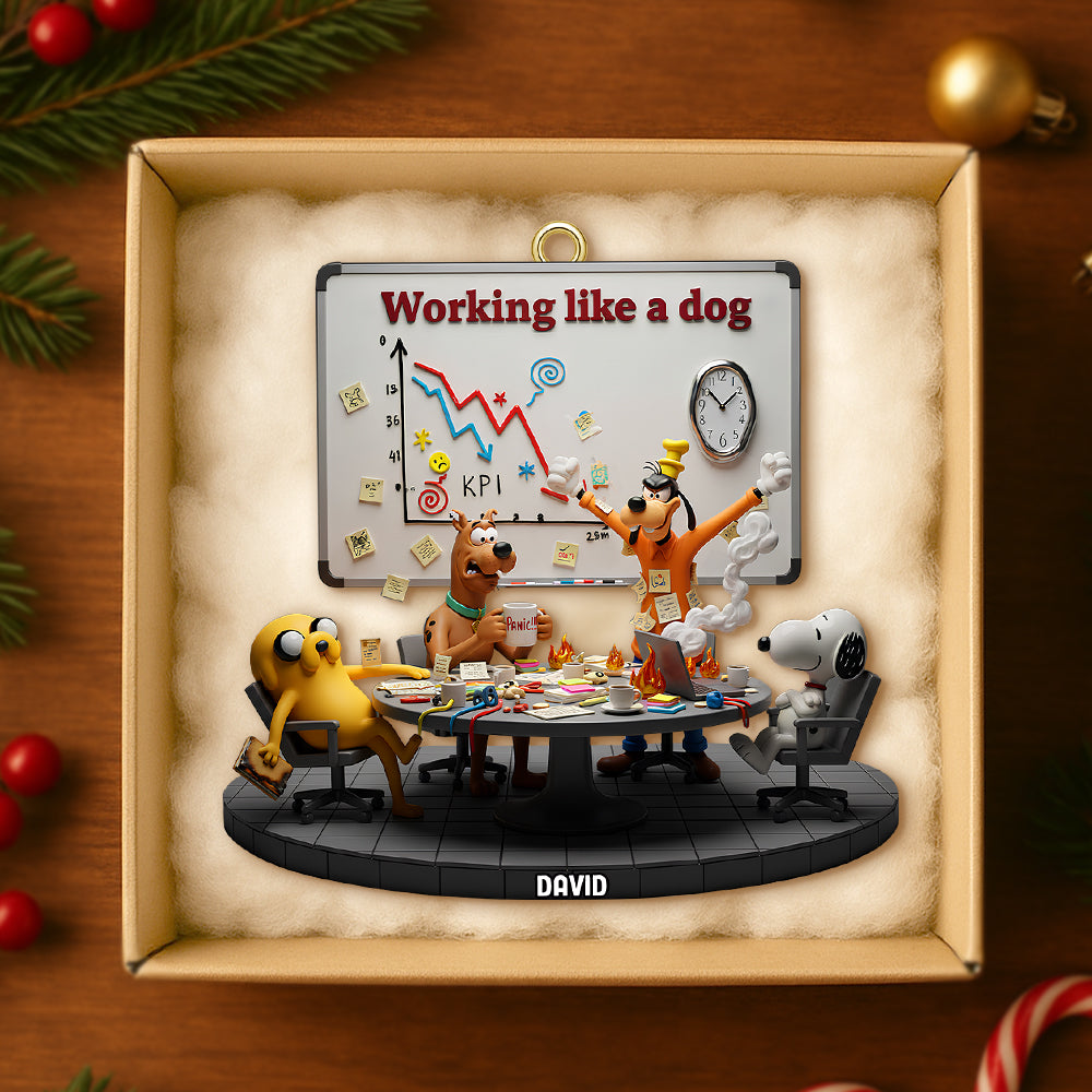 Working Like A Dog Christmas Ornament - Personalized Funny Gift for Coworkers Ornament PopCulturePrints