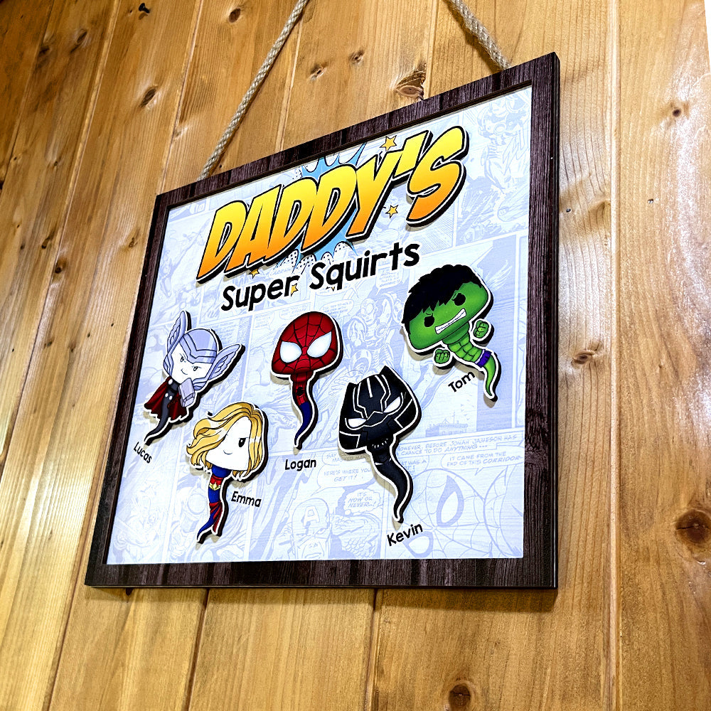 Superhero Dad Personalized Wood Sign - Custom Father's Day Gift Wood Sign PopCulturePrints