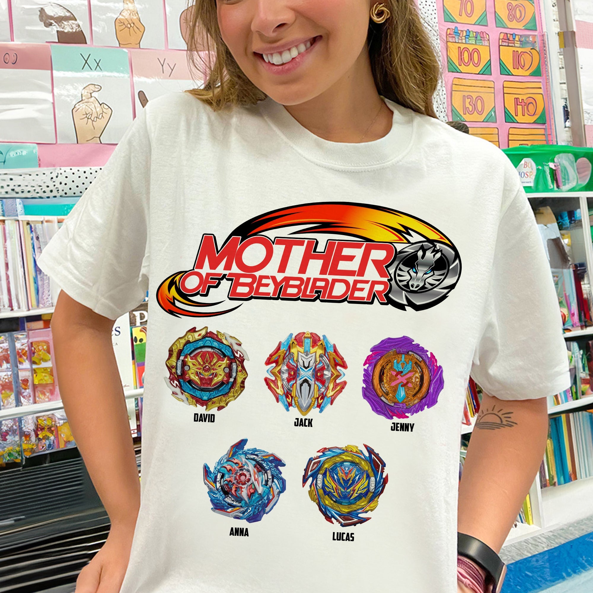 “Celebrate Your Beyblade Family!” - Personalized Mother Of Beyblader Shirt - Unique Gift For Mom, Grandma, and Beyblade Fans Shirts PopCulturePrints