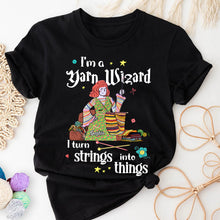 Load image into Gallery viewer, Personalized Yarn Wizard T-Shirt - Turn Strings into Things
