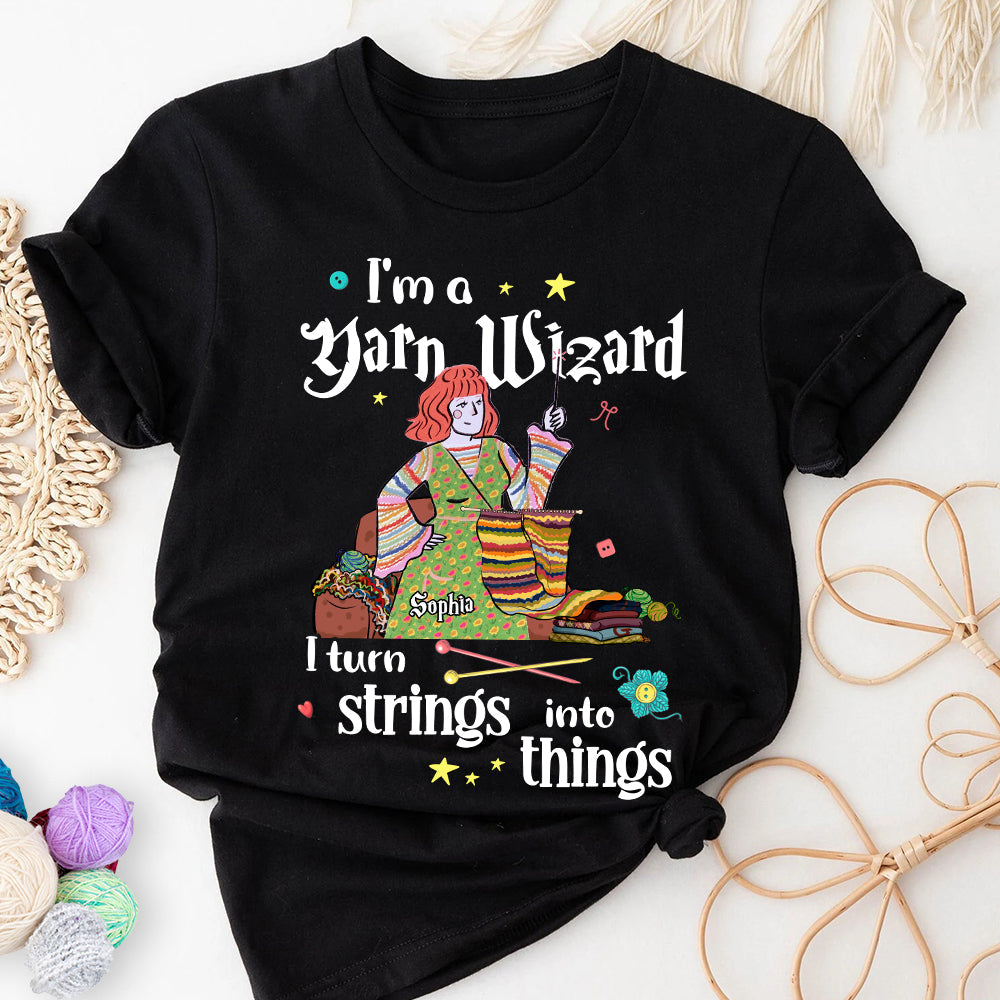 Personalized Yarn Wizard T-Shirt - Turn Strings into Things