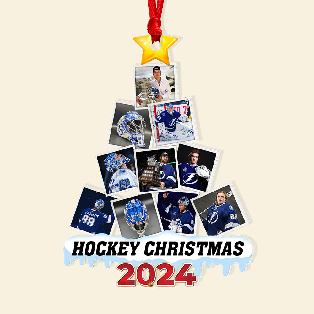 Personalized Ice Hockey Lover's Christmas Ornament - 2024 Edition