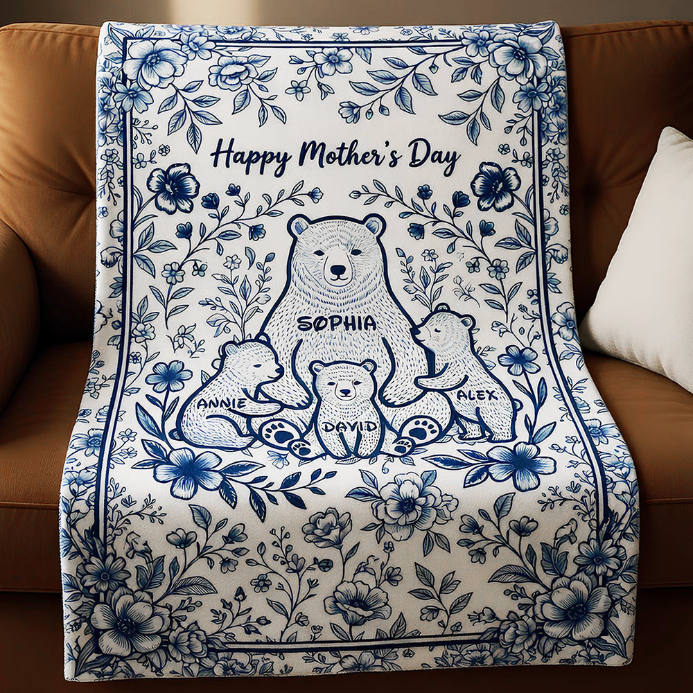 “Love Knows No Bounds” - Heartfelt Mama Bear Blanket - Personalized Gift for Moms, Grandma & More Blanket PopCulturePrints