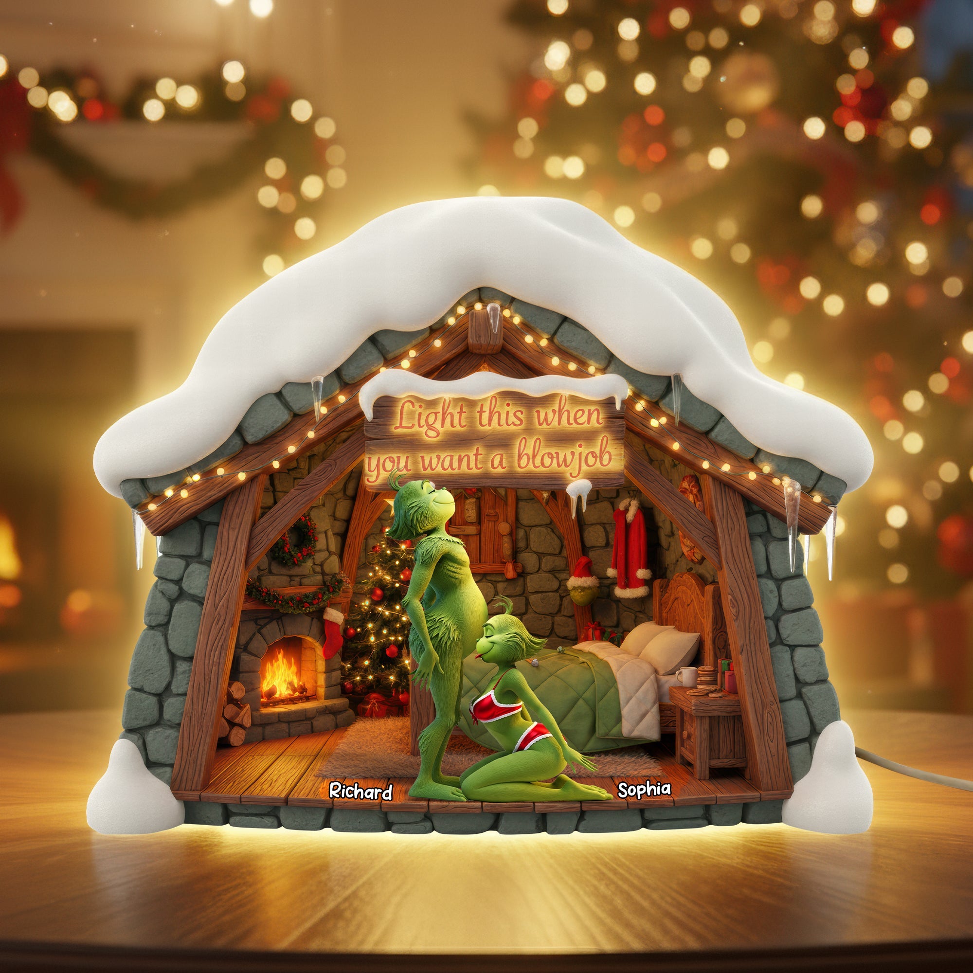 Light Up Your Love: Naughty Green Monster Couple Acrylic Light Box - Personalized Gifts for Couples Light Box PopCulturePrints