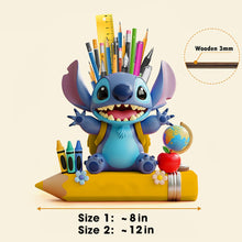 Load image into Gallery viewer, &quot;Bring Imagination to Life!&quot; - Personalized Blue Cartoon Alien Wooden Pen Holder - Perfect Gift for Kids Pen Holder PopCulturePrints
