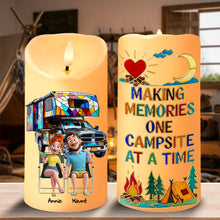 Load image into Gallery viewer, &quot;Making Memories Together&quot; - Camping Couple On Wheels LED Candle - Personalized Gifts for Couples Led Candle PopCulturePrints
