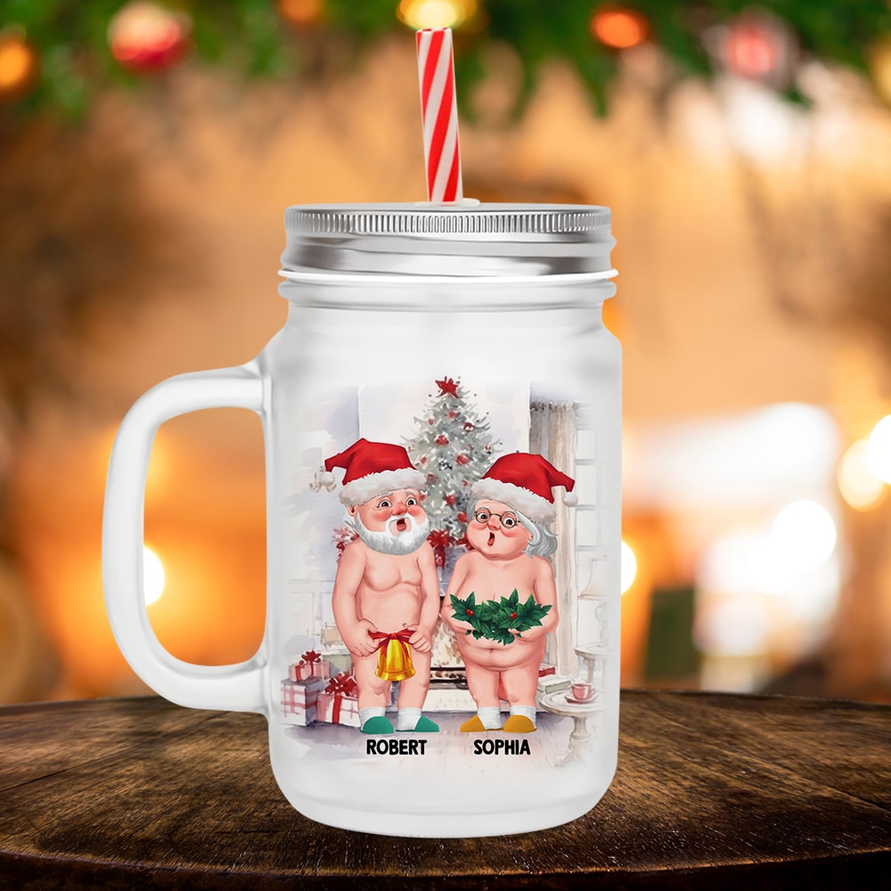 Personalized Old & Wrinkly Couple Mason Jar - Christmas Gift