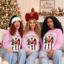 Load image into Gallery viewer, "You Can't Sit With Us" - Personalized Xmas Friend Bleached Long Sleeve Shirt - Perfect Custom Photo Gift for Friends
