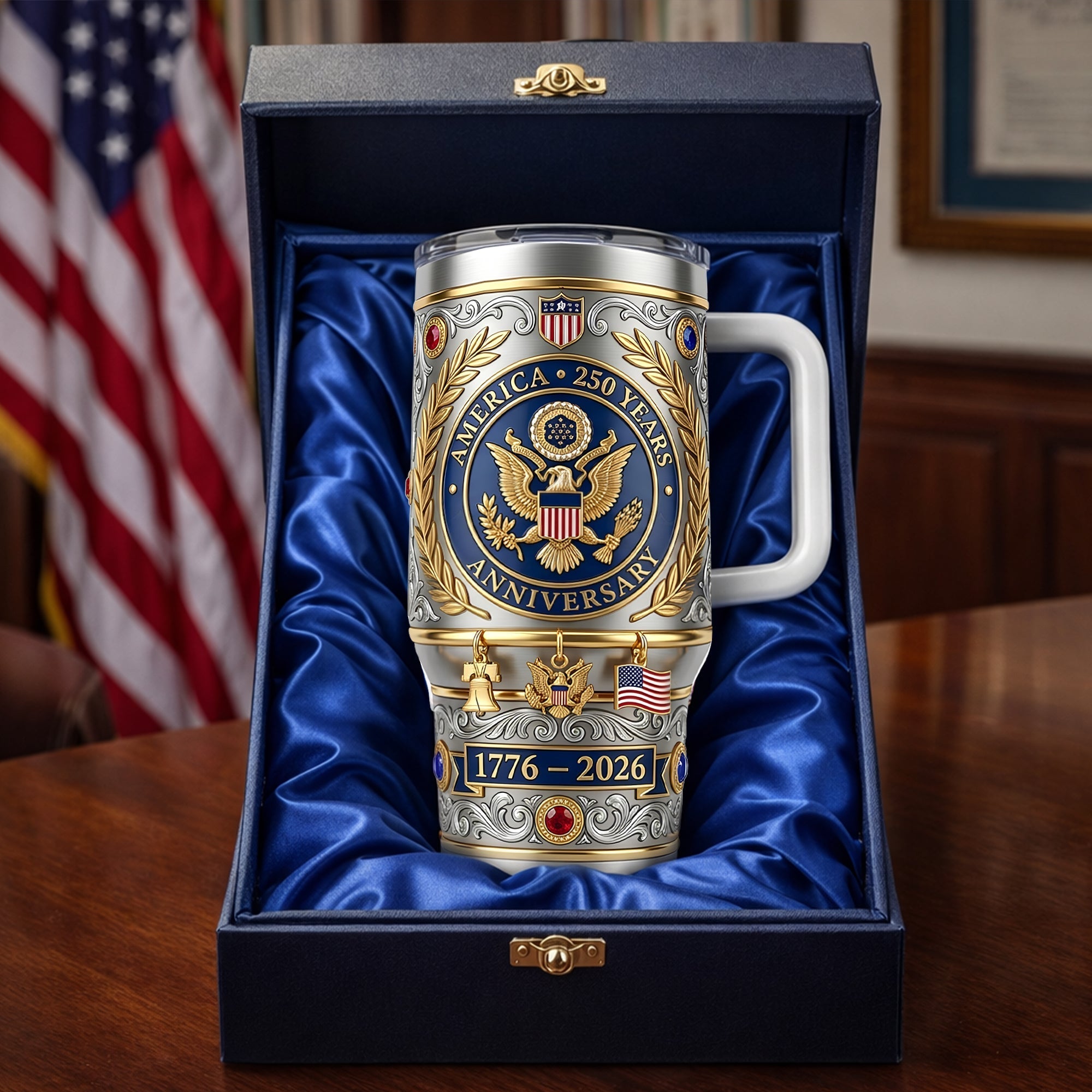 Celebrate Freedom: USA 250th Anniversary 40oz Tumbler - Personalized Gift for Patriots Tumbler Cup PopCulturePrints