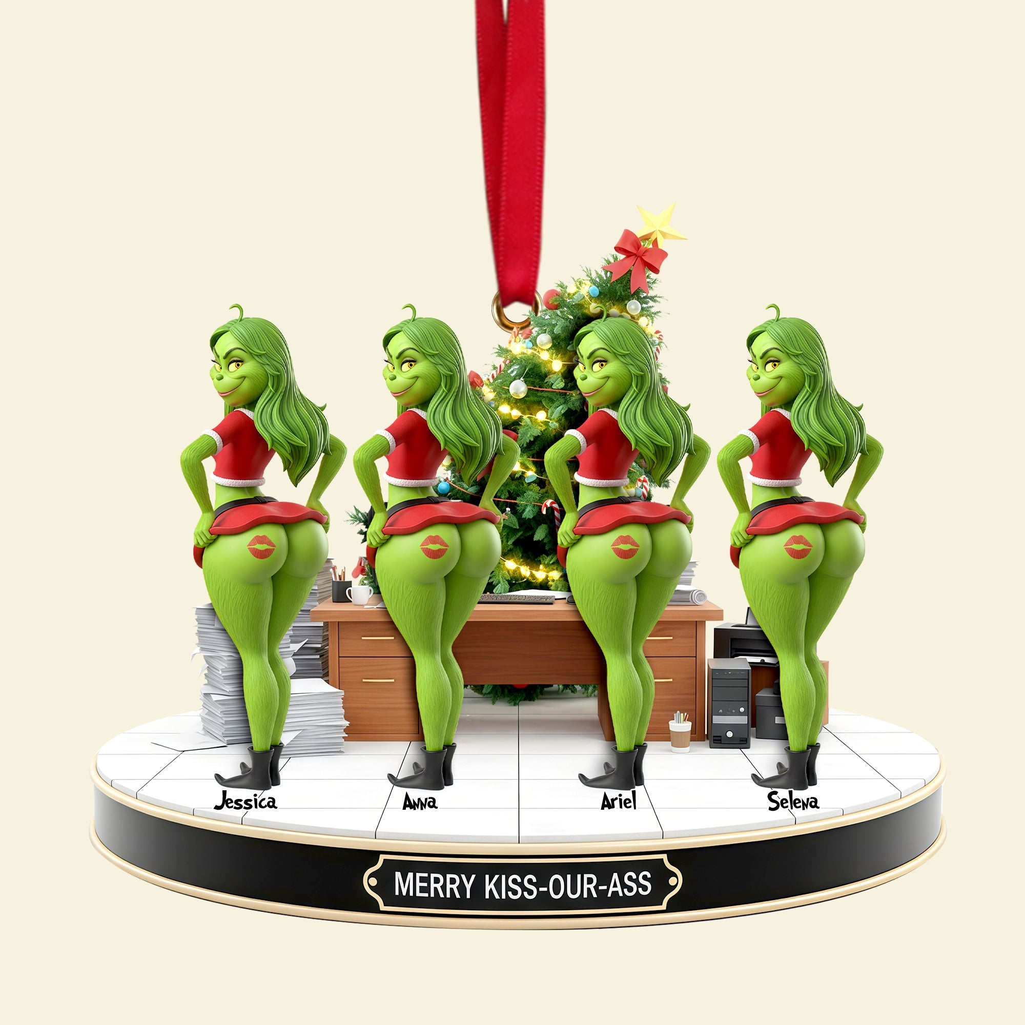 Merry Kiss-Our-Ass Ornament - Personalized Coworker Gifts for Christmas Ornament PopCulturePrints