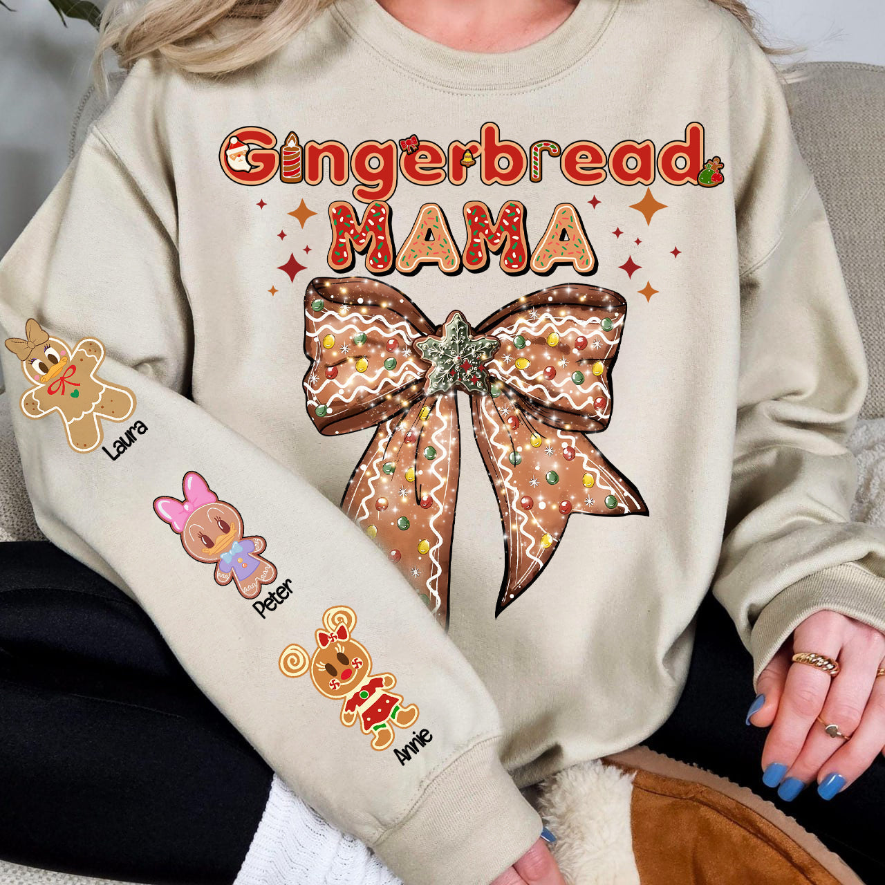 Custom Gingerbread Mama Christmas Sweatshirt