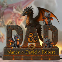 Load image into Gallery viewer, “Unleash Your Inner Dragon” - Fire Dragon Dad Acrylic Plaque - Personalized Gift for Dad, Grandpa, or Any Special Father Shaped Plaques PopCulturePrints
