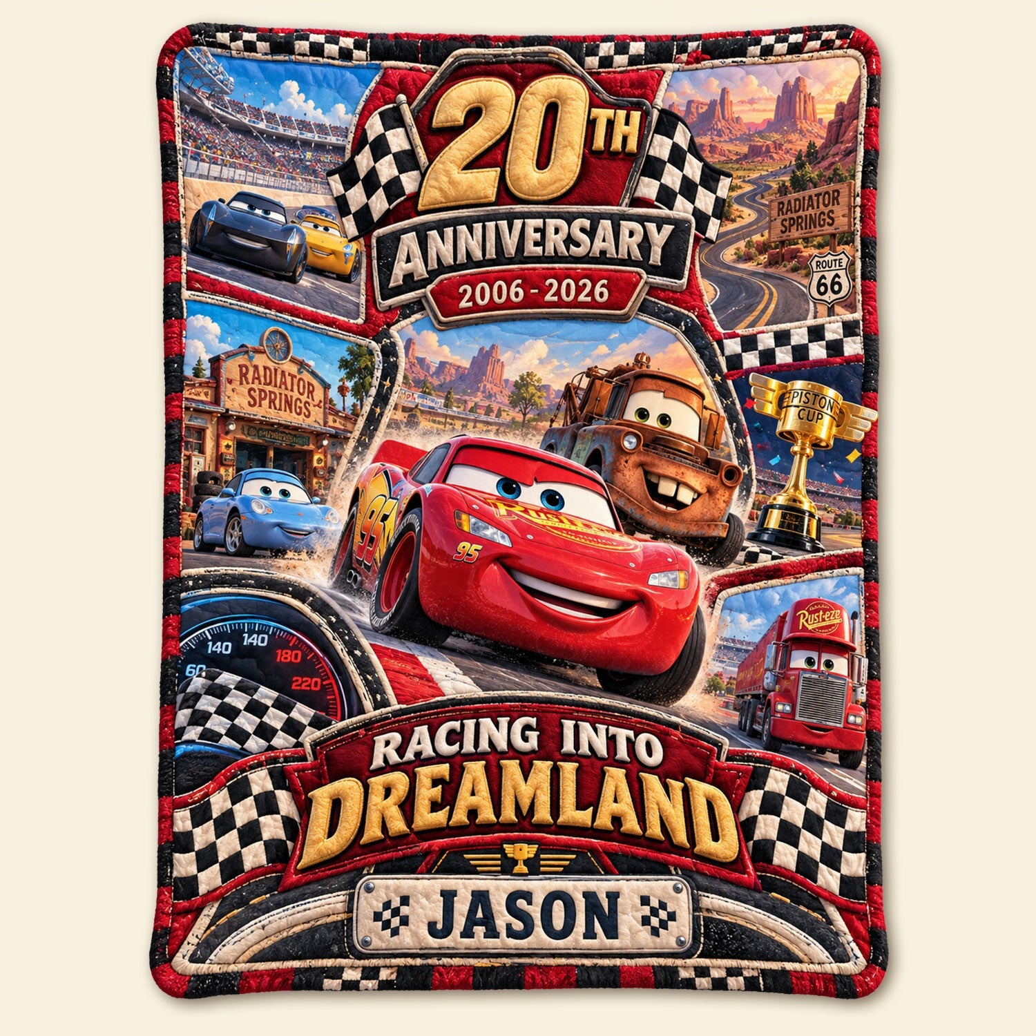 Racing into Dreamland - 20th Anniversary Personalized Blanket for Kids Blanket PopCulturePrints