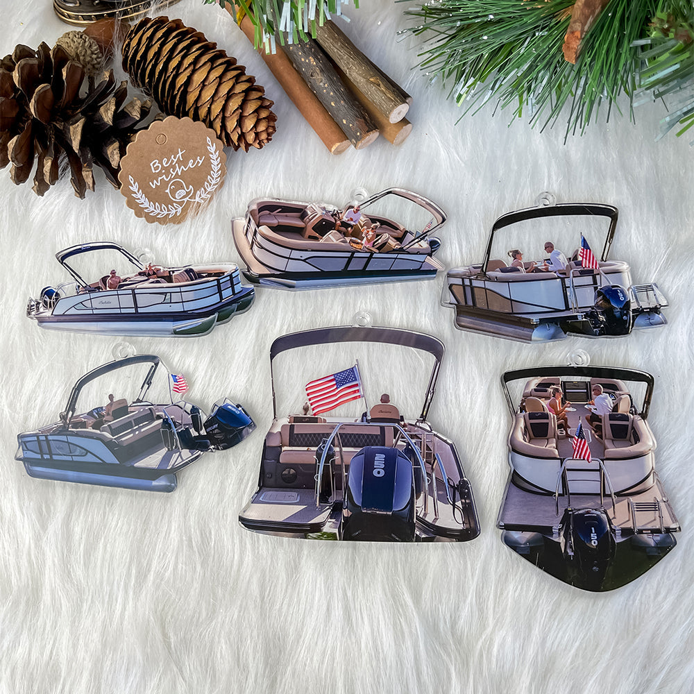 Personalized Pontoon Boat Lover's Ornament Set Ornament PopCulturePrints
