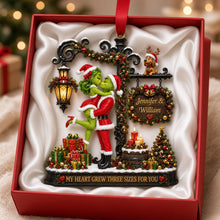 Load image into Gallery viewer, My Heart Grew Three Sizes For You - Romantic Kissing Couple Christmas Acrylic Ornament | Personalized Gift for Couples
