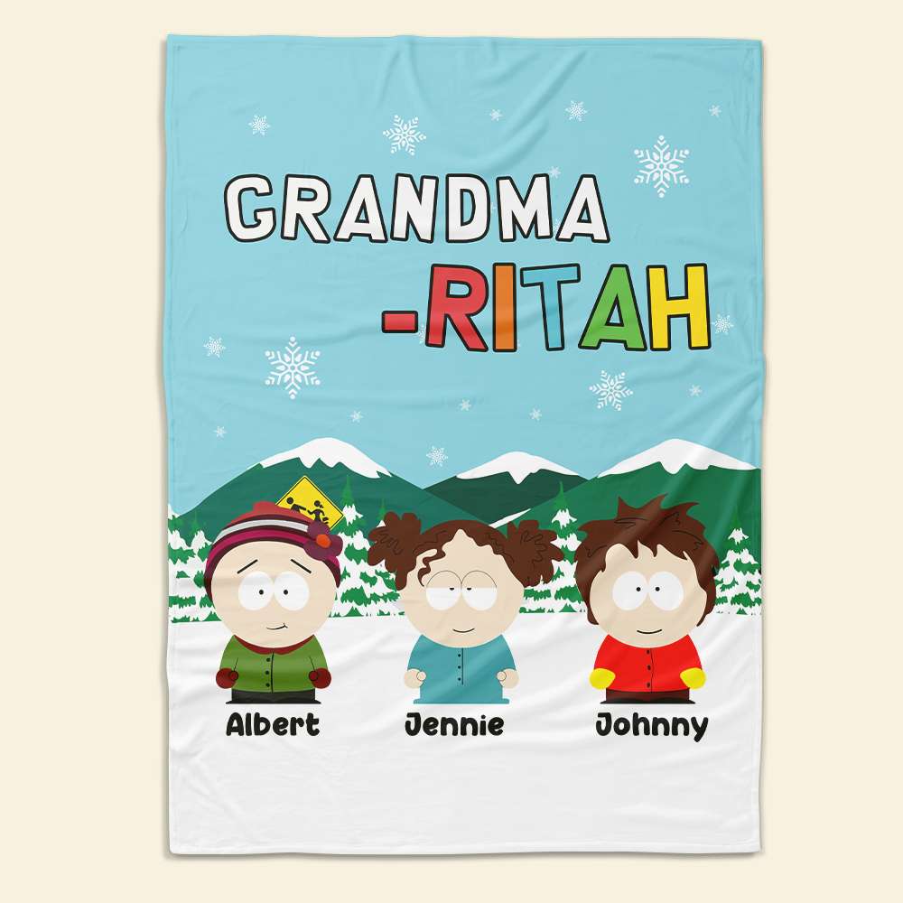 Customized Cartoon Character Blanket for Grandma - Personalized Gift Blanket PopCulturePrints