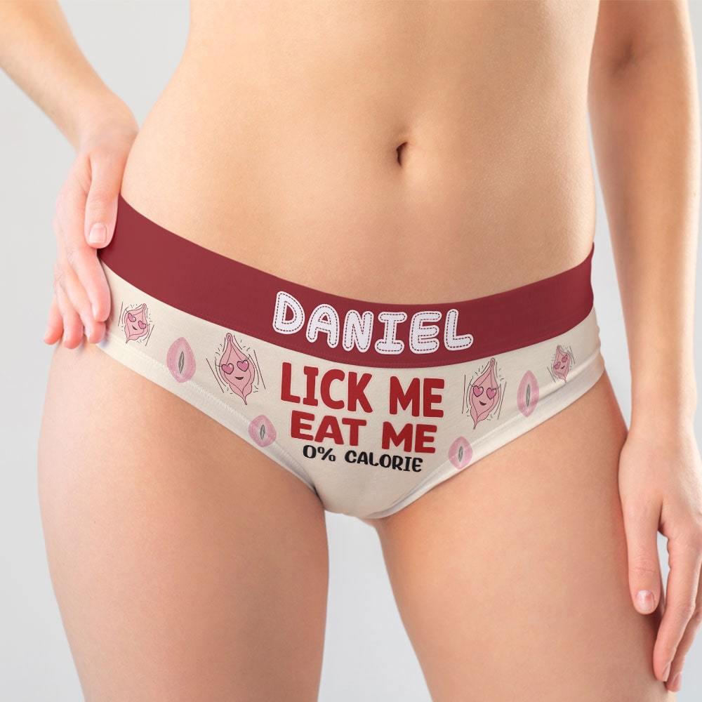 Personalized 0% Calorie Women's Briefs - Fun & Cheeky Lick Me Eat Me Design Boxer Briefs PopCulturePrints