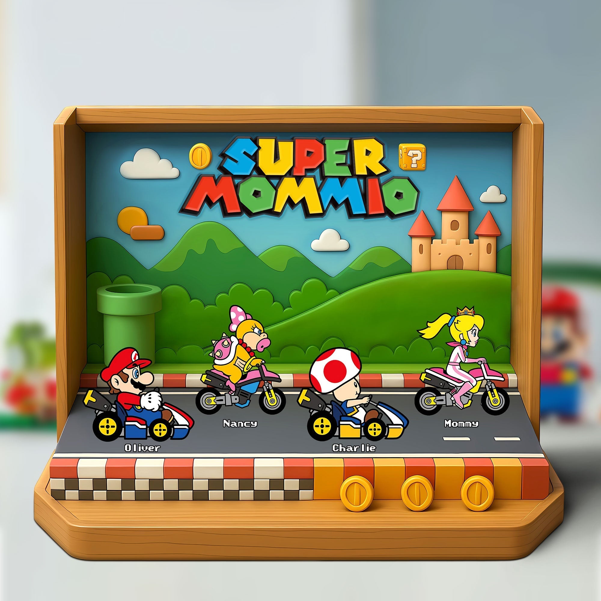 Super Mom, The Best Racing Mama - Personalized Acrylic Plaque Gift for Mom, Grandma, and Loved Ones Shaped Plaques PopCulturePrints