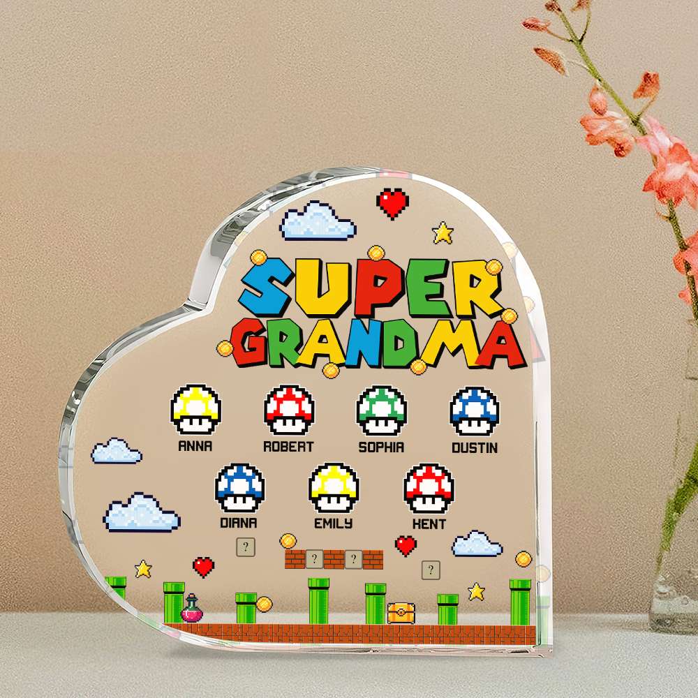 Super Mom Personalized Heart-Shaped Acrylic Plaque Decorative Plaques PopCulturePrints