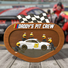 Load image into Gallery viewer, “Rev Up His Day with Personal Touch!” - Dad’s Racing Pit Team Acrylic Plaque - Personalized Gift for Dad, Grandpa, and All Racing Fans Shaped Plaques PopCulturePrints
