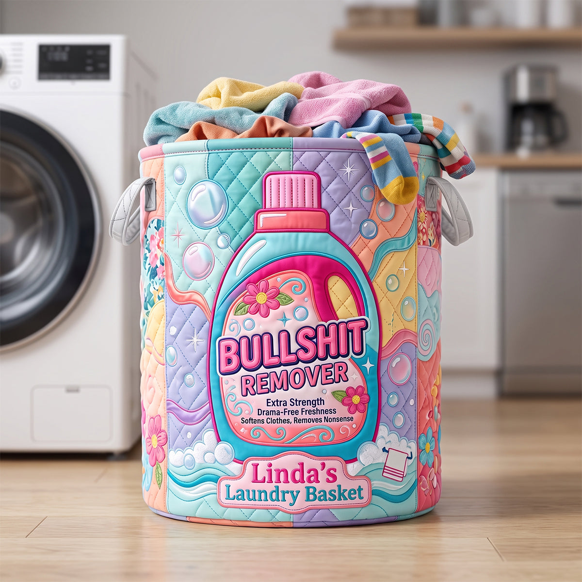 Funny Bottle Quilted Laundry Basket - Personalized Gifts 02hudh110726 Laundry Basket PopCulturePrints